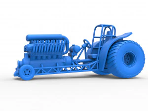 Mini Rod pulling tractor with V12 engine Scale 1 to 25 3D Print Model