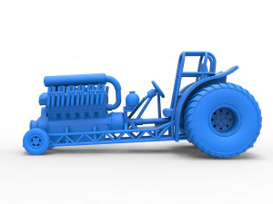 Mini Rod pulling tractor with V12 engine Scale 1 to 25 3D Print Model