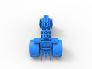 Mini Rod pulling tractor with V12 engine Scale 1 to 25 3D Baskı Modeli