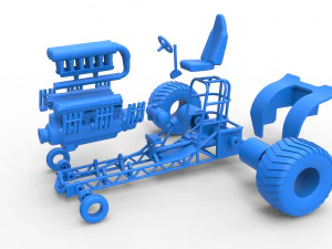 Mini Rod pulling tractor with V12 engine Scale 1 to 25 3D Print Model