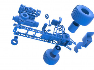 Mini Rod pulling tractor with V12 engine Scale 1 to 25 3D Baskı Modeli