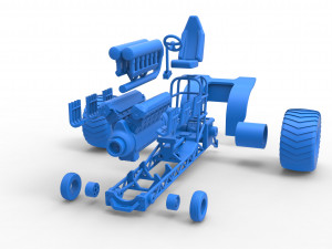 Mini Rod pulling tractor with V12 engine Scale 1 to 25 3D Baskı Modeli