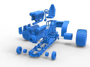 Mini Rod pulling tractor with V12 engine Scale 1 to 25 3D Print Model