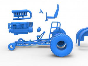 Mini Rod pulling tractor with V12 engine Scale 1 to 25 3D Baskı Modeli