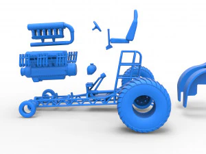Mini Rod pulling tractor with V12 engine Scale 1 to 25 3D Print Model