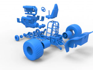 Mini Rod pulling tractor with V12 engine Scale 1 to 25 3D Print Model