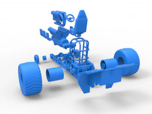 Mini Rod pulling tractor with V12 engine Scale 1 to 25 3D Print Model