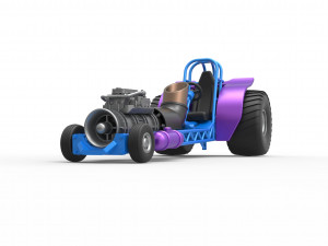 Mini Rod pulling tractor with jet engine Scale 1 to 25 3D Baskı Modeli