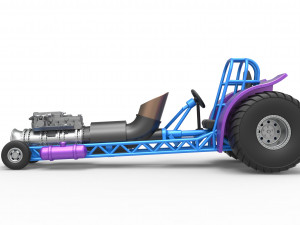 Mini Rod pulling tractor with jet engine Scale 1 to 25 3D Baskı Modeli