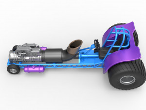 Mini Rod pulling tractor with jet engine Scale 1 to 25 3D Baskı Modeli