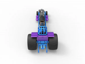 Mini Rod pulling tractor with jet engine Scale 1 to 25 3D Print Model