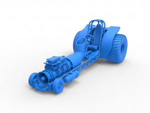 Mini Rod pulling tractor with jet engine Scale 1 to 25 3D Baskı Modeli