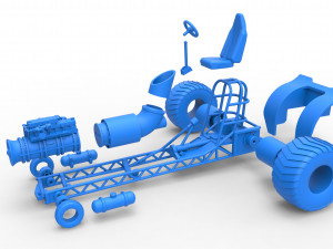 Mini Rod pulling tractor with jet engine Scale 1 to 25 3D Baskı Modeli