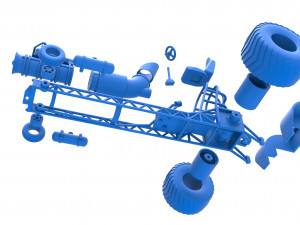 Mini Rod pulling tractor with jet engine Scale 1 to 25 3D Baskı Modeli