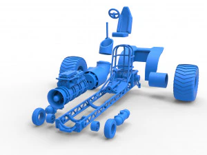 Mini Rod pulling tractor with jet engine Scale 1 to 25 3D Print Model