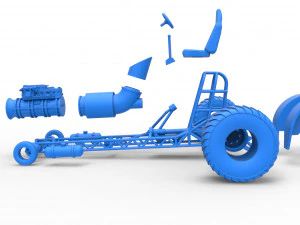 Mini Rod pulling tractor with jet engine Scale 1 to 25 3D Print Model