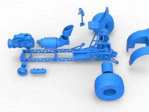 Mini Rod pulling tractor with jet engine Scale 1 to 25 3D Print Model