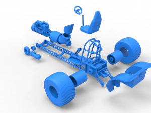 Mini Rod pulling tractor with jet engine Scale 1 to 25 3D Print Model