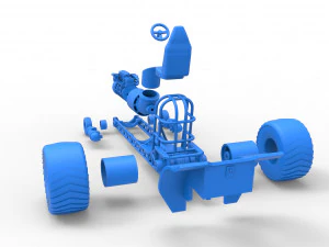 Mini Rod pulling tractor with jet engine Scale 1 to 25 3D Print Model