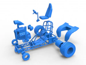 Mini Rod pulling tractor 3 Scale 1 to 25 3D Print Model