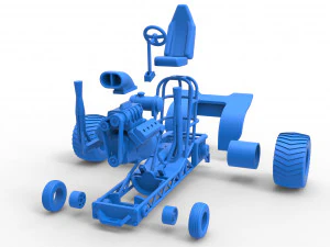 Mini Rod pulling tractor 3 Scale 1 to 25 3D Print Model