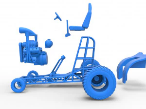 Mini Rod pulling tractor 3 Scale 1 to 25 3D Print Model