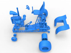 Mini Rod pulling tractor 3 Scale 1 to 25 3D Print Model