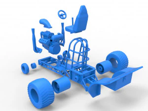 Mini Rod pulling tractor 3 Scale 1 to 25 3D Print Model