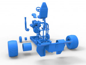 Mini Rod pulling tractor 3 Scale 1 to 25 3D Print Model