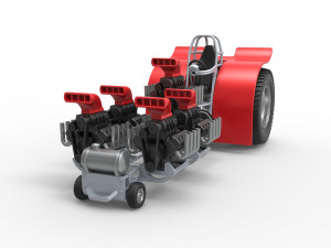 Pulling tractor with 5 engines V8 Scale 1 to 25 3Dプリントモデル