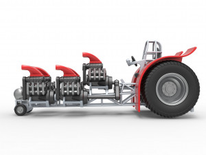 Pulling tractor with 5 engines V8 Scale 1 to 25 3Dプリントモデル