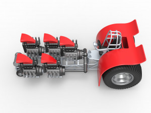 Pulling tractor with 5 engines V8 Scale 1 to 25 3Dプリントモデル