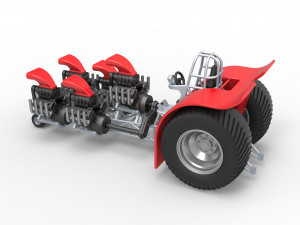 Pulling tractor with 5 engines V8 Scale 1 to 25 3Dプリントモデル