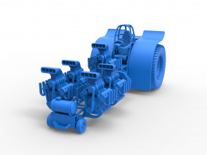 Pulling tractor with 5 engines V8 Scale 1 to 25 3Dプリントモデル