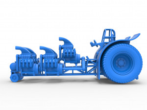 Pulling tractor with 5 engines V8 Scale 1 to 25 3Dプリントモデル