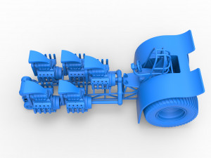 Pulling tractor with 5 engines V8 Scale 1 to 25 3Dプリントモデル