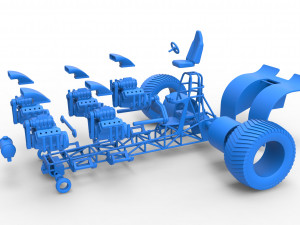 Pulling tractor with 5 engines V8 Scale 1 to 25 3Dプリントモデル