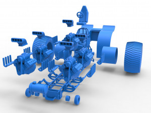 Pulling tractor with 5 engines V8 Scale 1 to 25 3Dプリントモデル