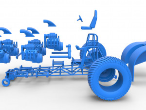 Pulling tractor with 5 engines V8 Scale 1 to 25 3Dプリントモデル
