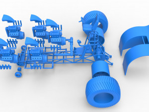 Pulling tractor with 5 engines V8 Scale 1 to 25 3Dプリントモデル