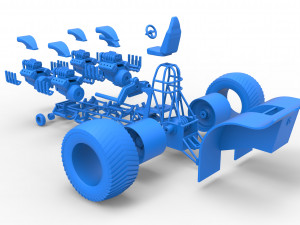 Pulling tractor with 5 engines V8 Scale 1 to 25 3Dプリントモデル