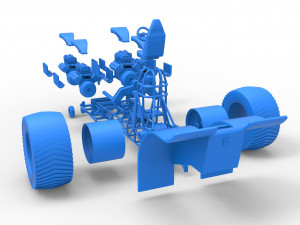 Pulling tractor with 5 engines V8 Scale 1 to 25 3Dプリントモデル
