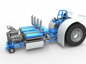 Diecast Pulling tractor with one V8 and two V12 engines Scale 1 to 25 3D Print Models