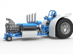 Pulling tractor with one V8 and two V12 engines Scale 1 to 25 3D-Druckmodell