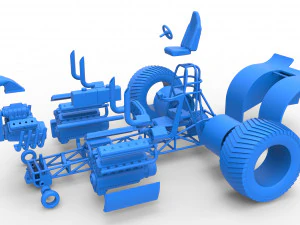 Pulling tractor with one V8 and two V12 engines Scale 1 to 25 3D Print Model