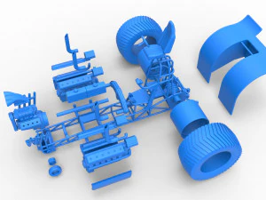 Pulling tractor with one V8 and two V12 engines Scale 1 to 25 3D Print Model