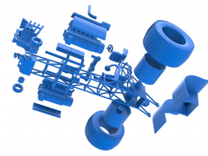 Pulling tractor with one V8 and two V12 engines Scale 1 to 25 3D-Druckmodell