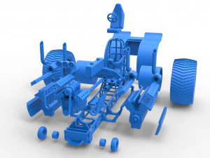 Pulling tractor with one V8 and two V12 engines Scale 1 to 25 3D Print Model