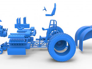 Pulling tractor with one V8 and two V12 engines Scale 1 to 25 3D Print Model