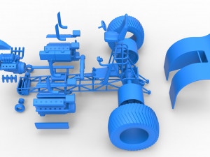 Pulling tractor with one V8 and two V12 engines Scale 1 to 25 3D-Druckmodell